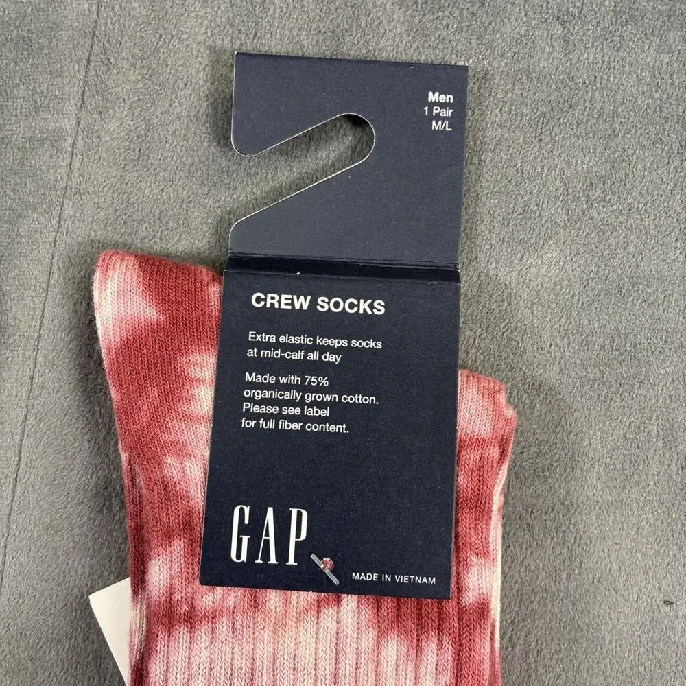 3pr NWT GAP Men's M/L 75% organic Cotton Crew Socks US size 9-13 Tye Dyed Chrty